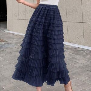 NWOT Navy Tiered Skirt